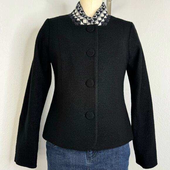 Pendleton Women's Wool Geometric Print Blazer Jacket Black Small Petite - Picture 3 of 10